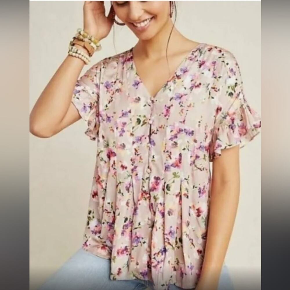 Anthropologie Dolan Mitzi Pleated Floral Blouse-M